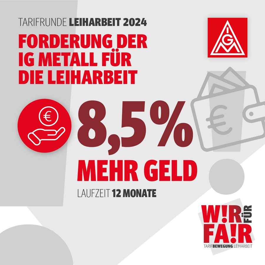 Forderung der IG Metall für die Tarifrunde Leiharbeit 2024