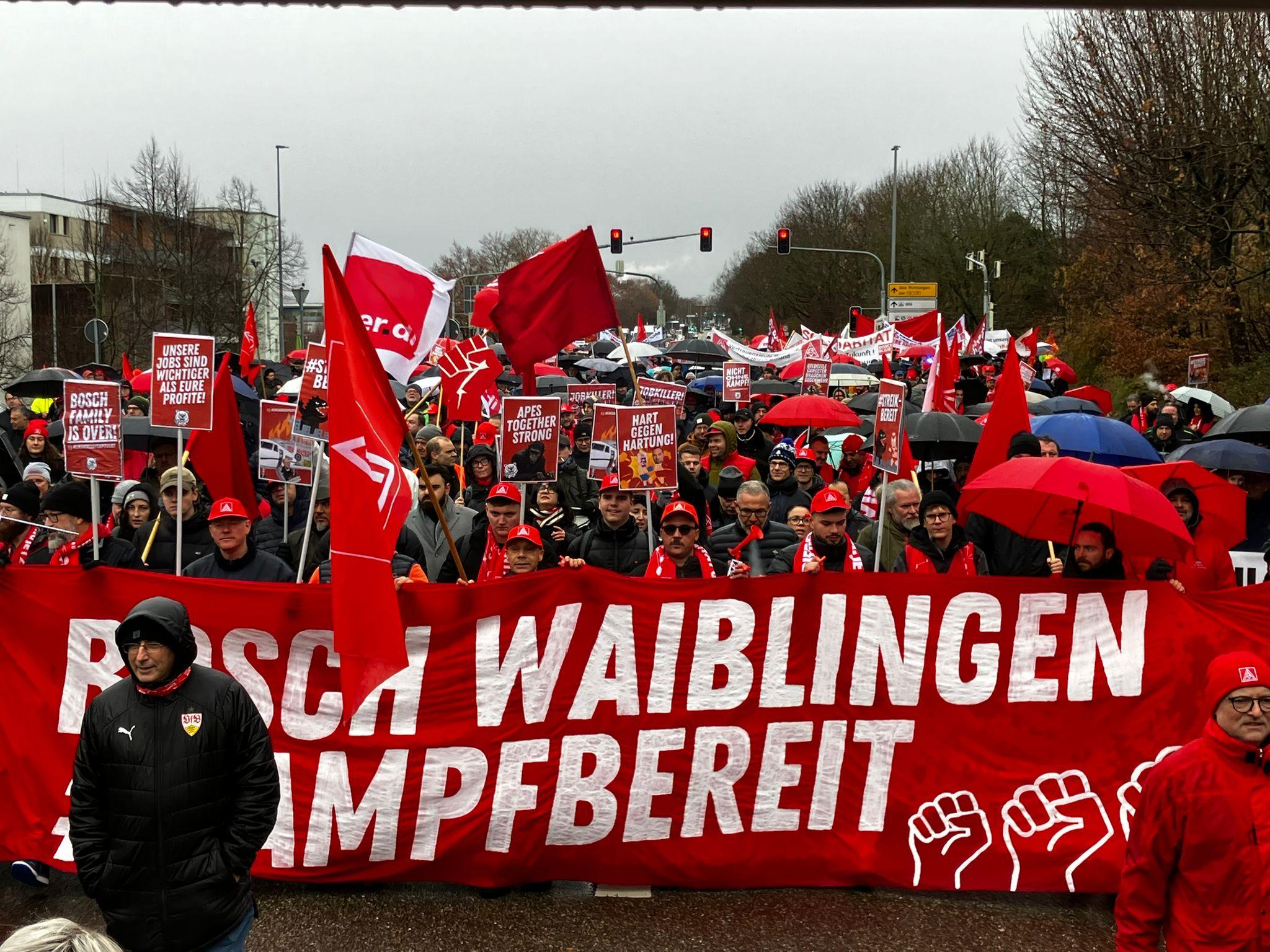 Demo gegen Schließungspläne bei Bosch in Waiblingen