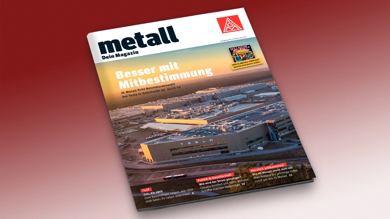 Cover des IG Metall Mitgliedermagazins „metall“ Ausgabe 3/2026