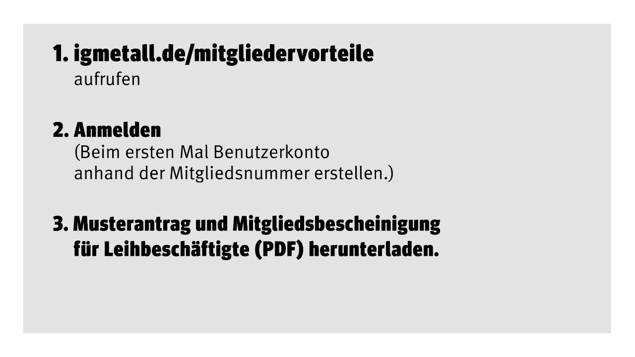 Antragstellung Mitgliedervorteil Leiharbeit (Kachel 2)