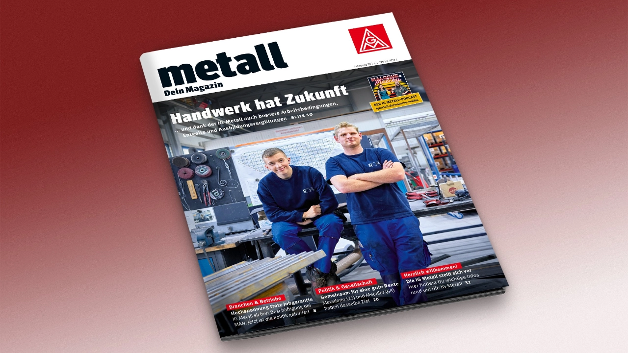 Cover des Mitgliedermagazins „metall“, Ausgabe Nr.4 / 2026