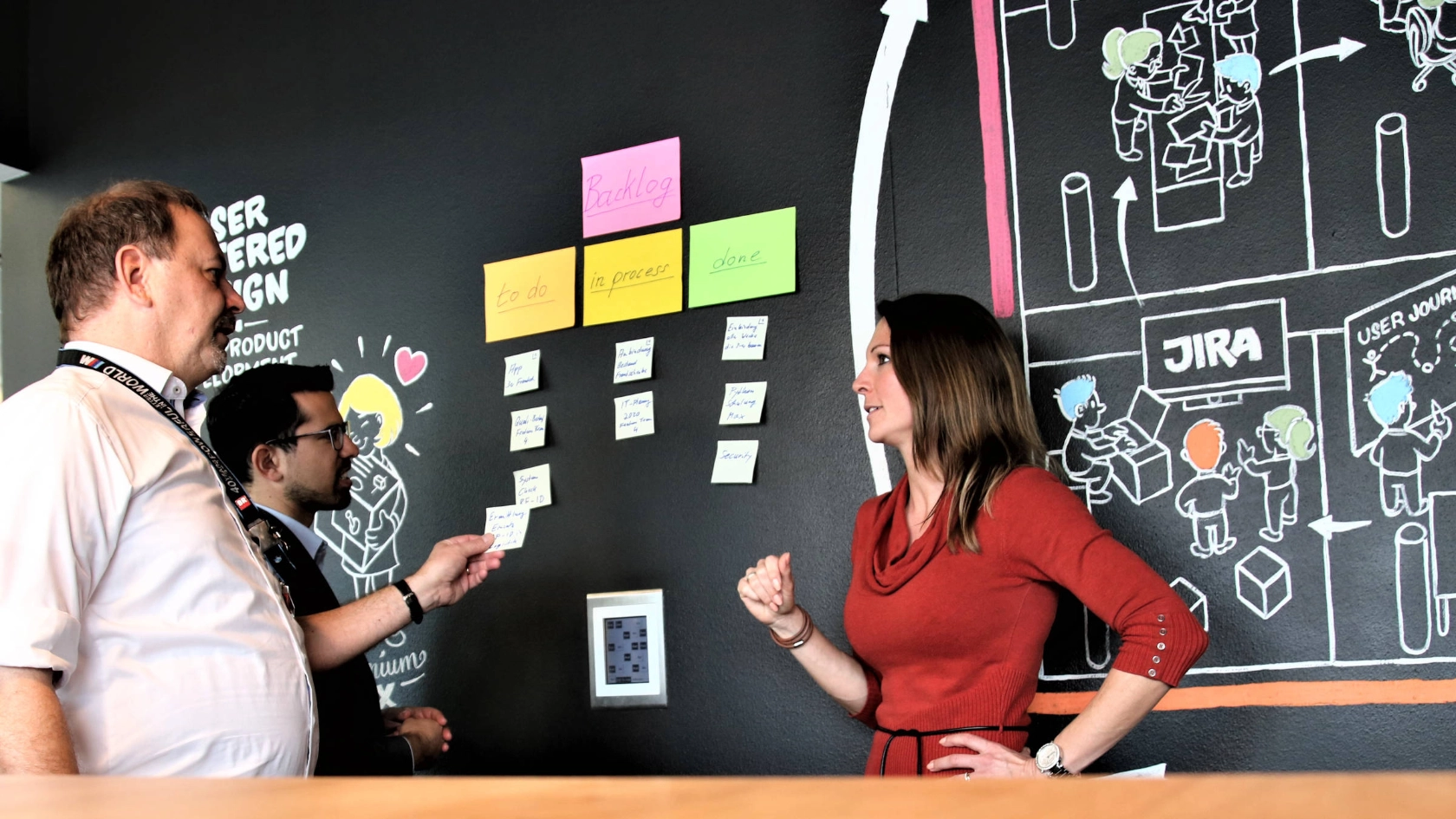 Agile Methoden und selbstbestimmtes Arbeiten: Das passt gut zusammen - wenn man es richtig angeht. Torsten Hartmann, Tobias Afsali und Sonja Szicher vom BMW-Betriebsrat achten darauf.