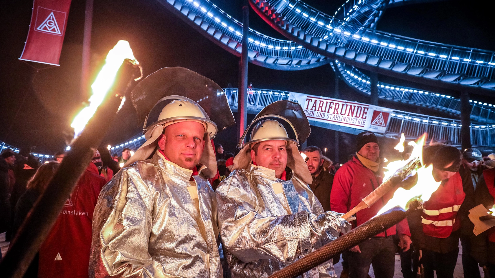 Nachtaktion - Tarifrunde Stahl 2019 in Duisburg