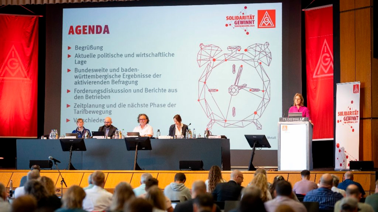 Die IG Metall Baden-Württemberg beginnt bei der Großen Tarifkommission die Diskussion über Tarifforderung für die Metall- und Elektroindustrie.