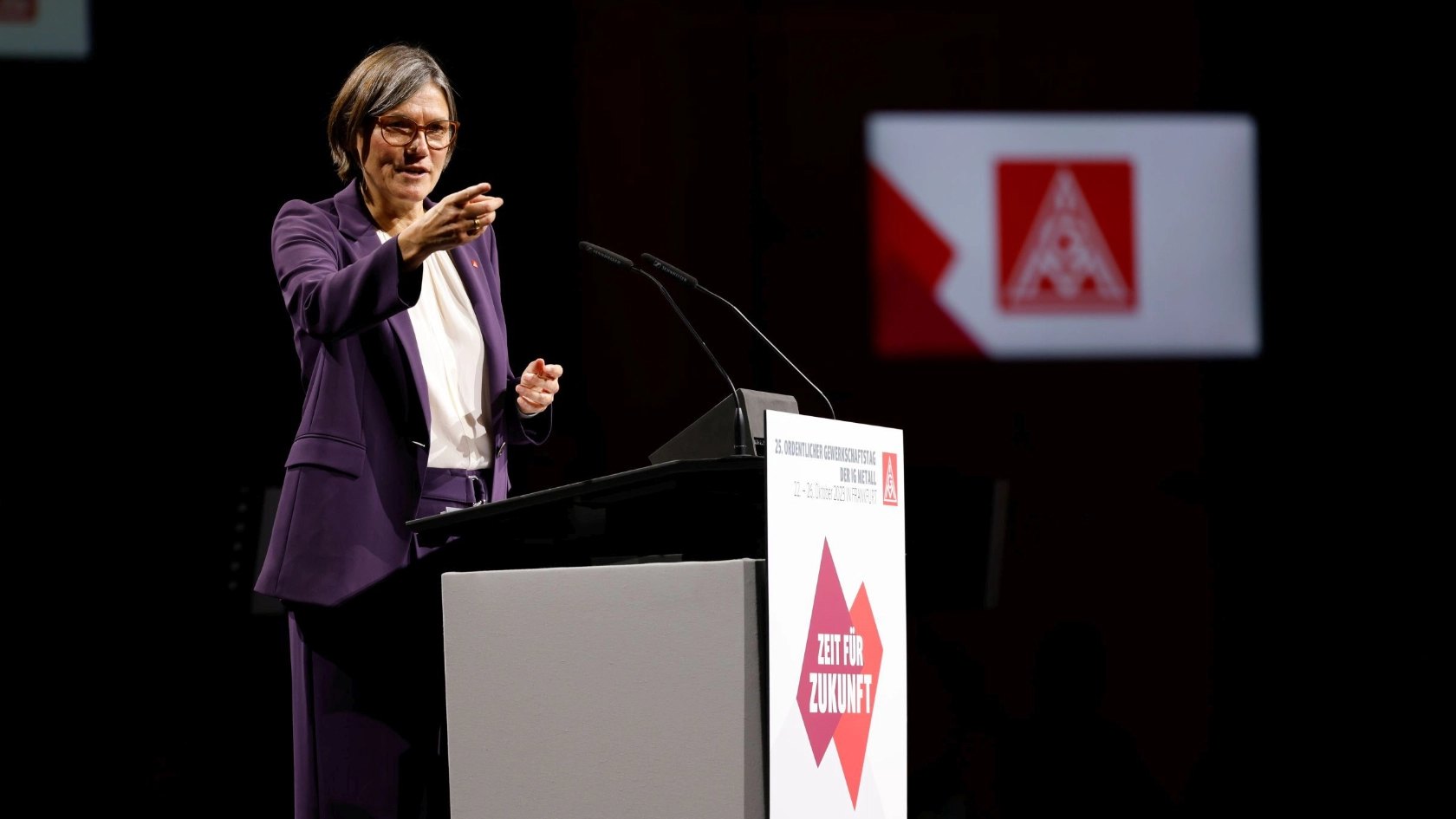Christiane Benner während des 25. Gewerkschaftstags der IG Metall in Frankfurt