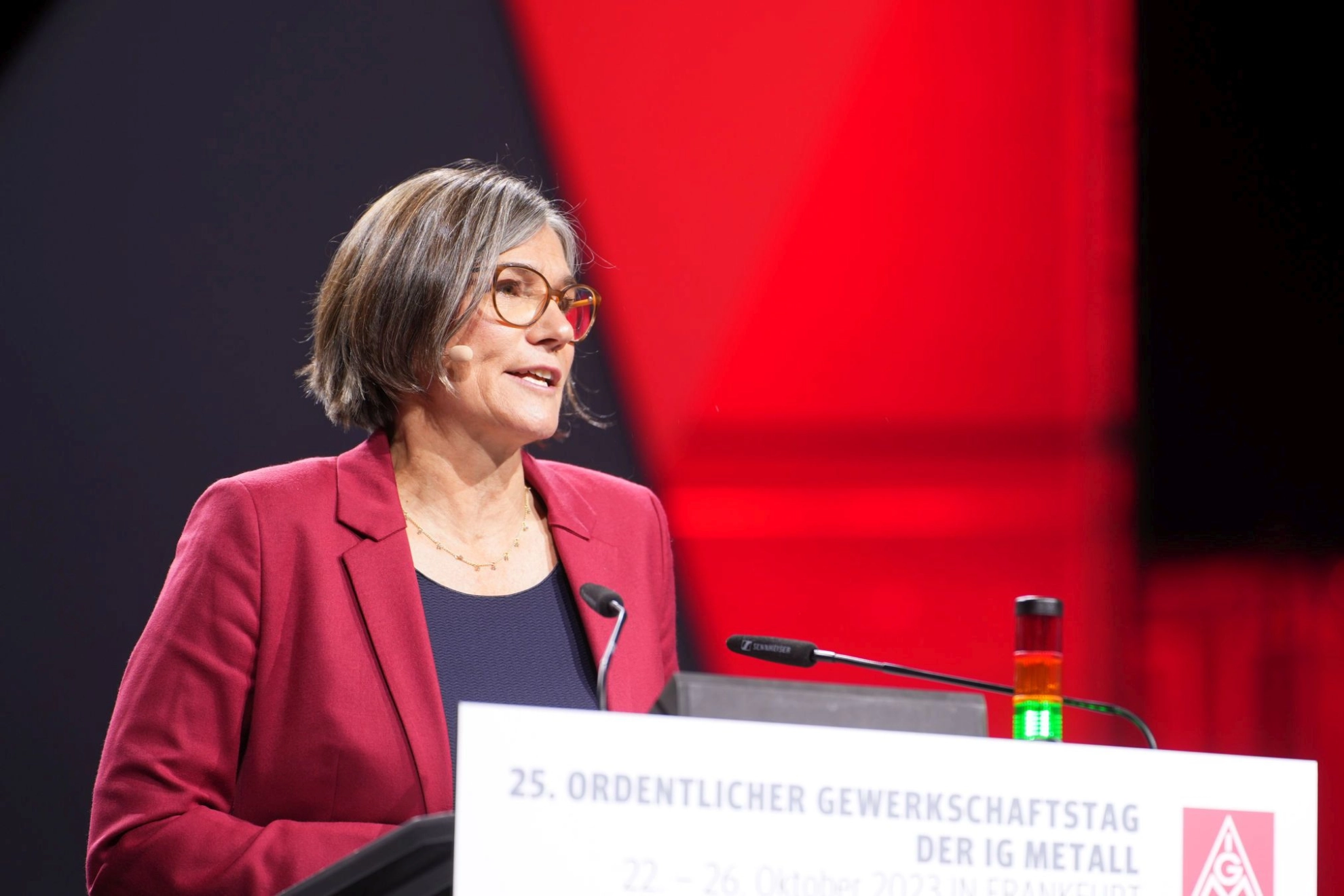 Christiane Benner auf dem .25 Ordentlichen Gewerkschaftstag der IG Metall in Frankfurt am Main.
