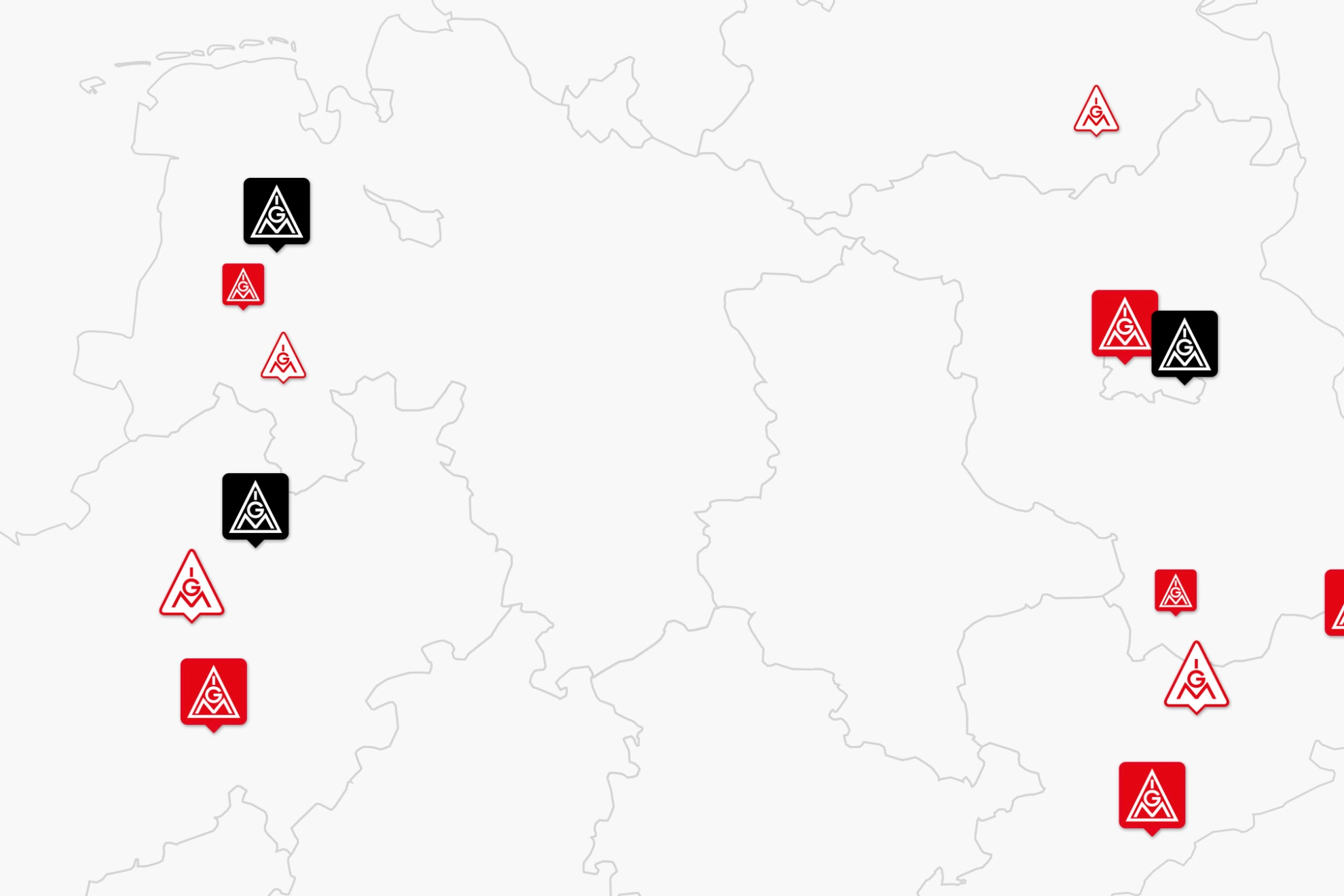 Landkarte mitmarkern für Geschäftsstellen