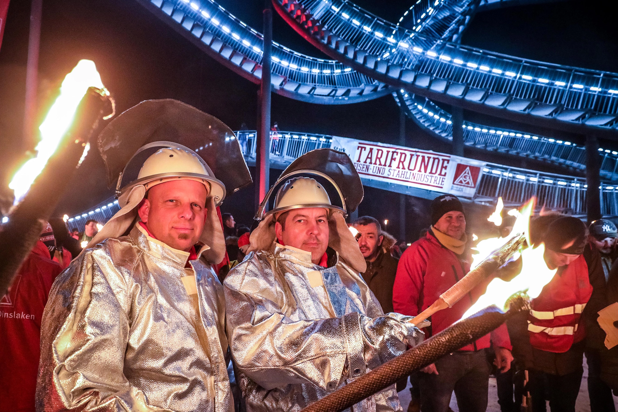 Nachtaktion - Tarifrunde Stahl 2019 in Duisburg