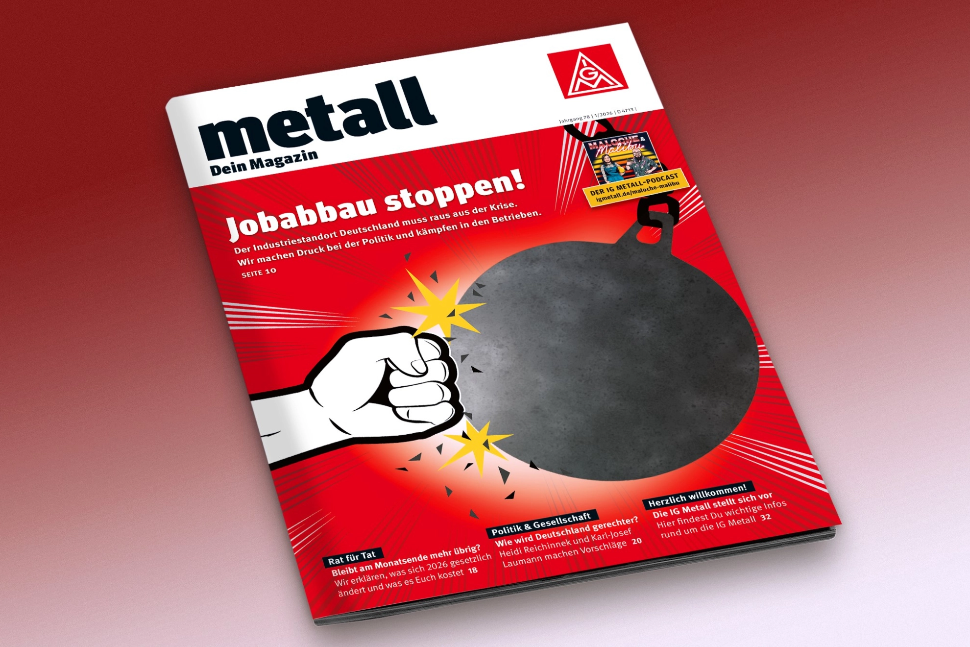 Cover des Mitgliedermagazins „metall“, Ausgabe 1/2026