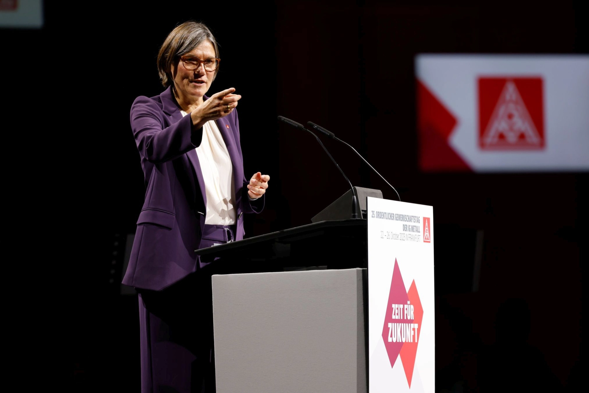 Christiane Benner während des 25. Gewerkschaftstags der IG Metall in Frankfurt