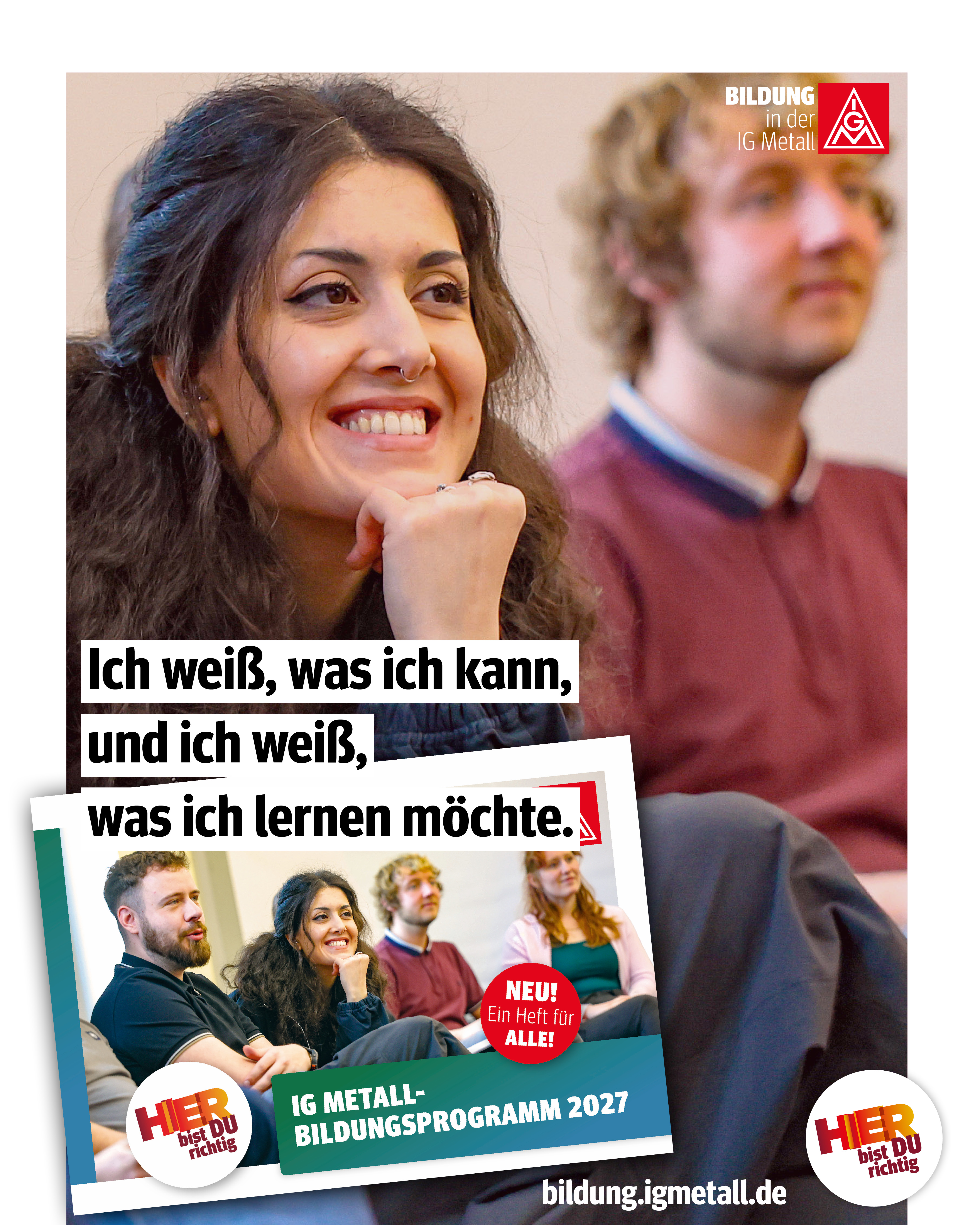 Social Media Kacheln zur Bewerbung des IG Metall-Bildungsprogramms 2027