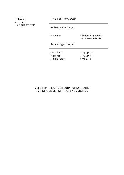 Bekleidungsindustrie: Lohnfortzahlung Tarifkommission
