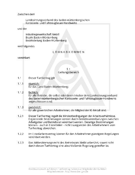 Karosserie- und Fahrzeugbauer-Handwerk: Lohnabkommen