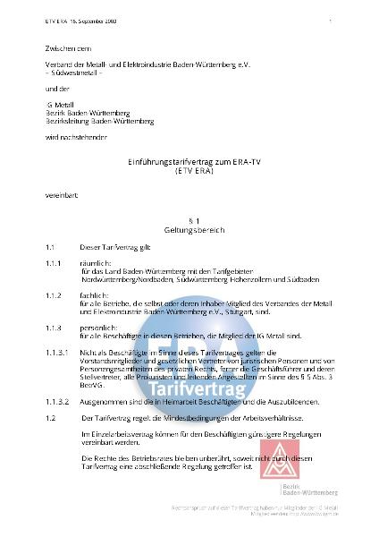 M+E-Industrie ERA: Einführungstarifvertrag