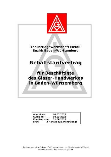 Glaser-Handwerk: Gehaltstarifvertrag