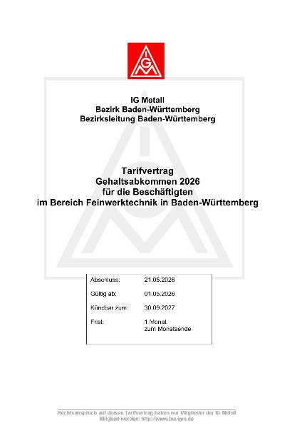 Feinwerktechnik-Handwerk: Gehaltsabkommen 2026