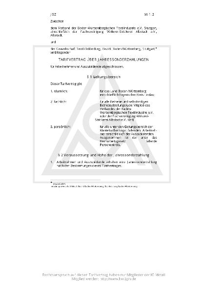 Textilindustrie: Jahressonderzahlung