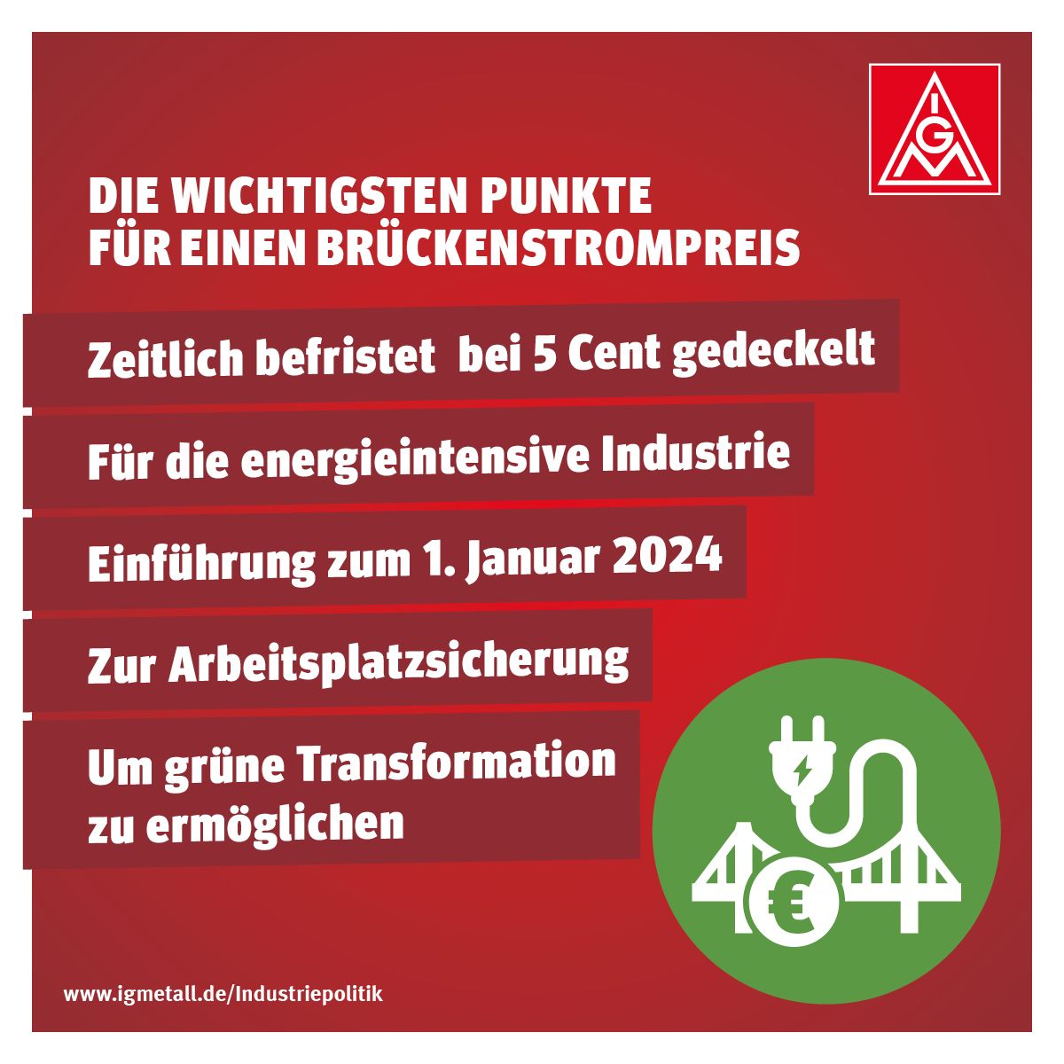Vorschau: Die wichtigsten Punkte für einen Brückenstrompreis