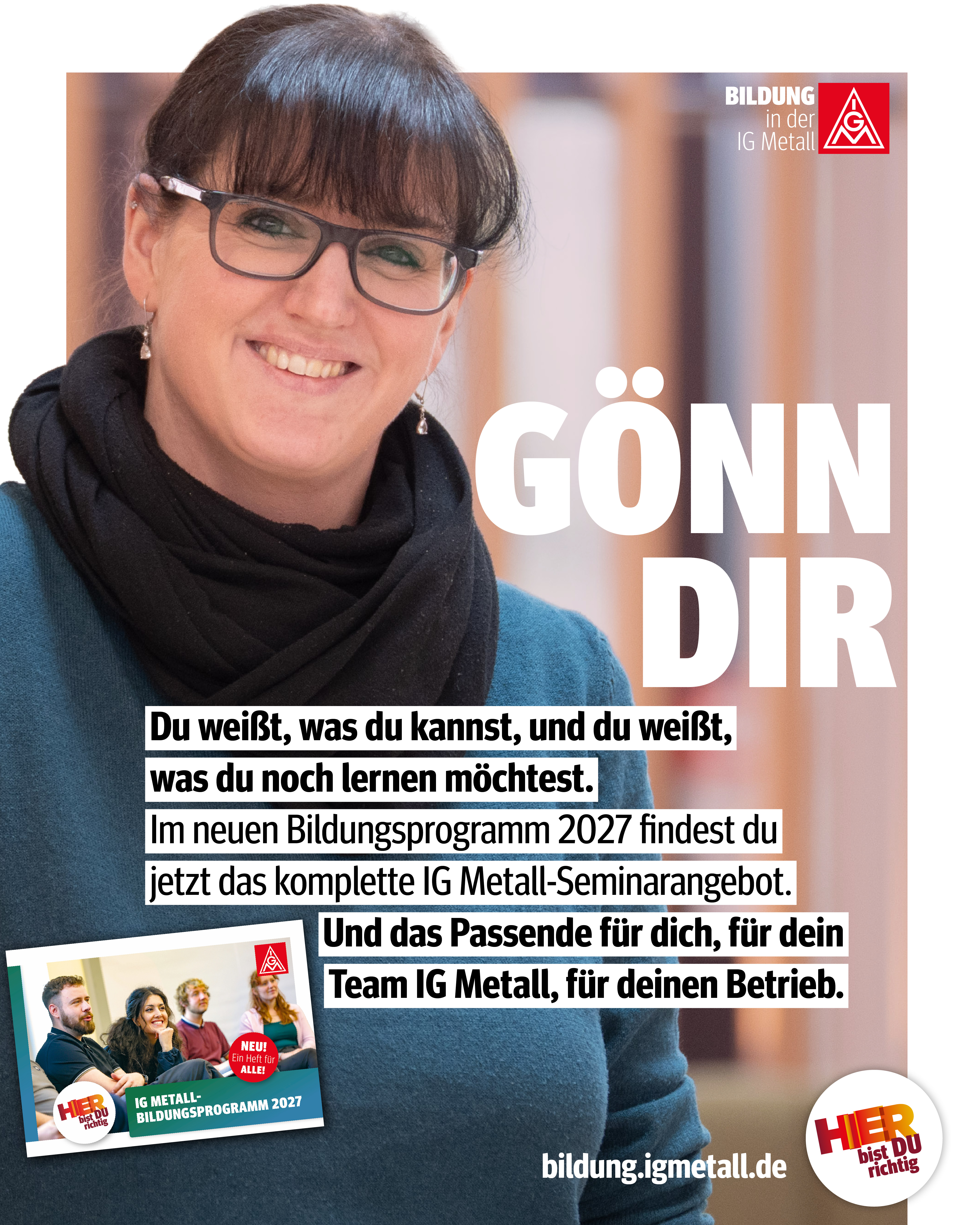 Social Media Kacheln zur Bewerbung des IG Metall-Bildungsprogramms 2027