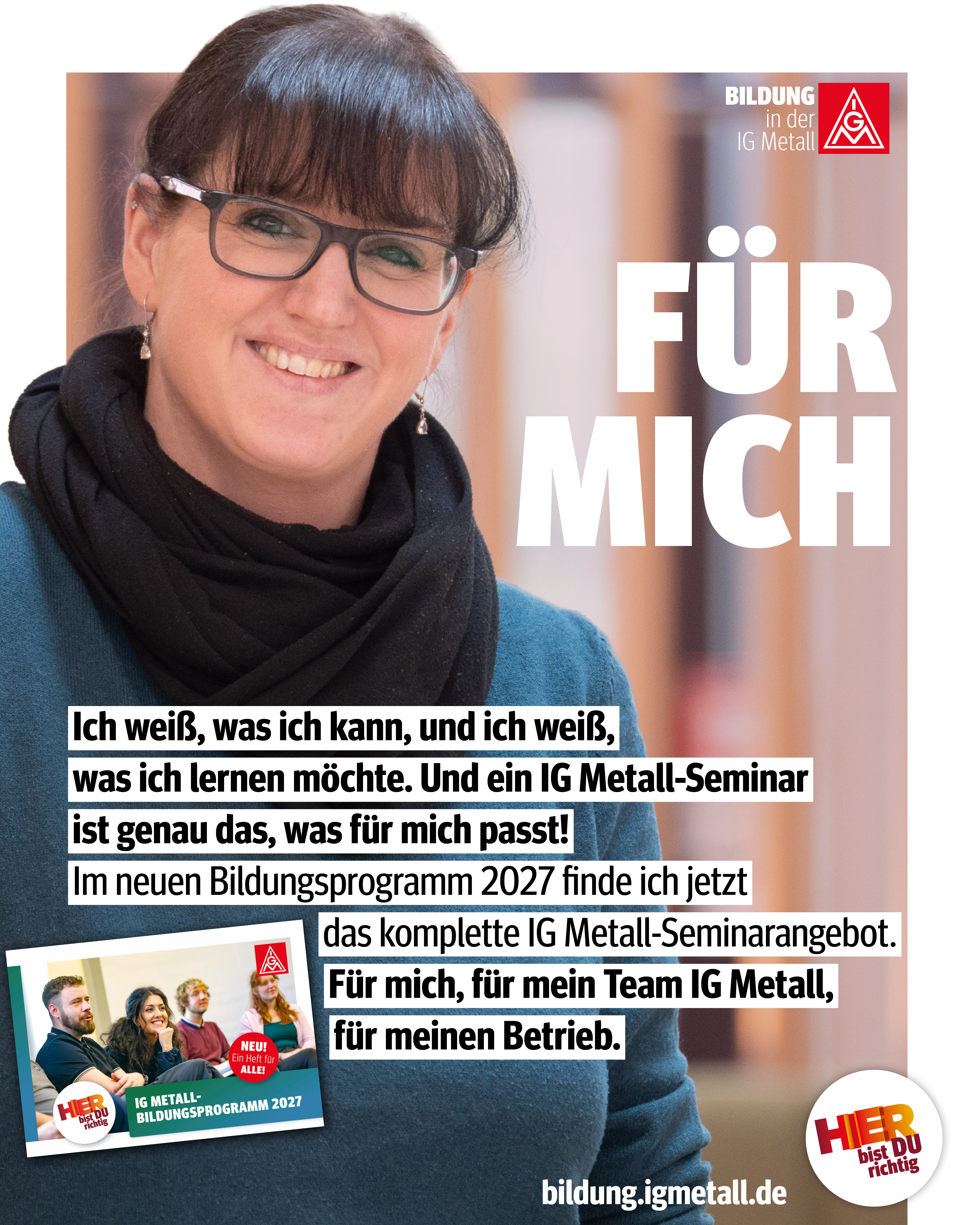 Social Media Kacheln zur Bewerbung des IG Metall-Bildungsprogramms 2027