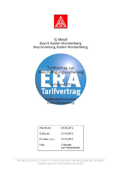 Edelmetallindustrie ERA: Beschäftigungssicherung