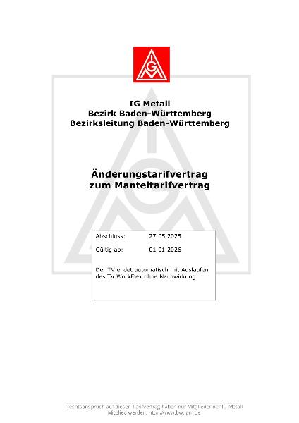 Kfz-Handwerk: Änderungstarifvertrag zum Manteltarifvertrag
