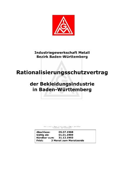 Bekleidungsindustrie: Rationalisierungsschutzvertrag