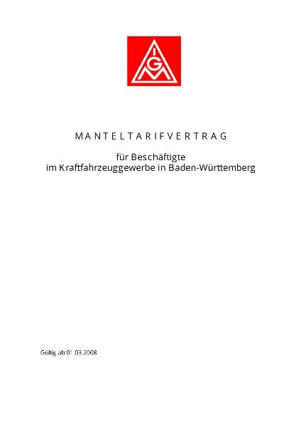 Kfz-Handwerk: Manteltarifvertrag