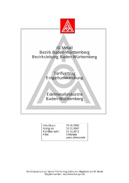 Edelmetallindustrie: Entgeltumwandung