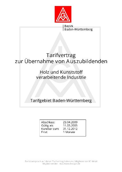 Holz- und Kunststoffindustrie: Übernahme von Auszubildenden