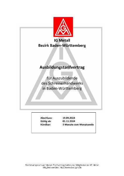 Schreiner-Handwerk: Ausbildungstarifvertrag