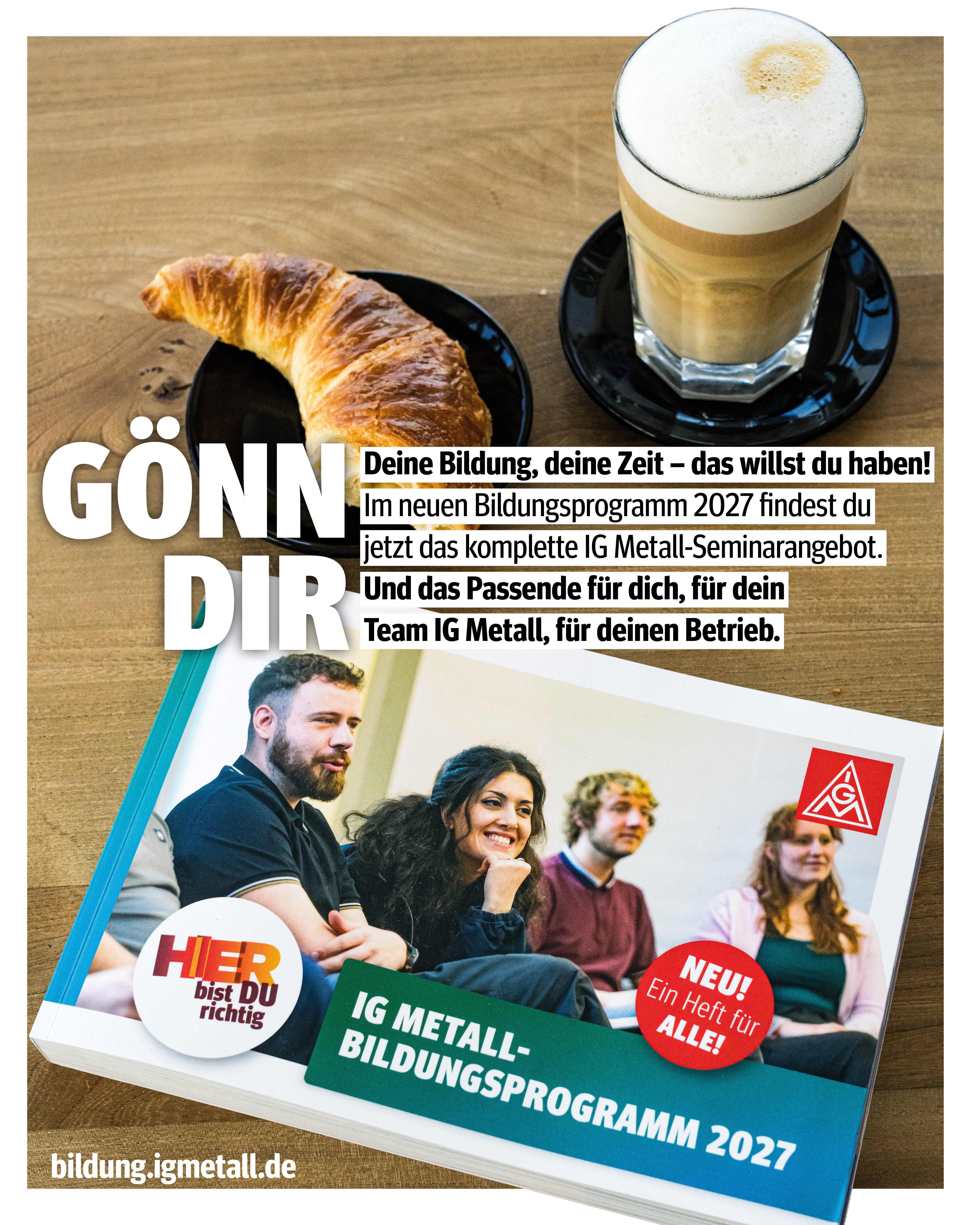 Social Media Kacheln zur Bewerbung des IG Metall-Bildungsprogramms 2027