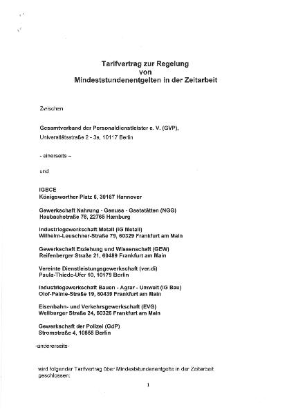 DGB-GVP: Zeitarbeit – Mindeststundenentgelte