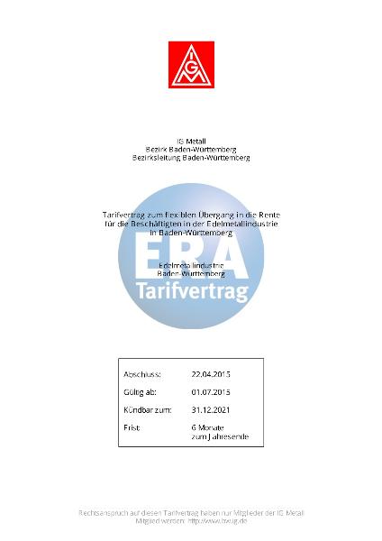 Edelmetallindustrie ERA: Altersteilzeit