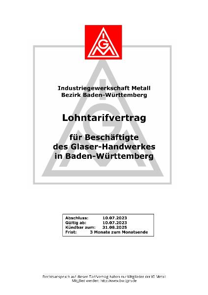 Glaser-Handwerk: Lohntarifvertrag