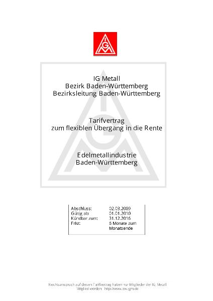 Edelmetallindustrie: Altersteilzeit