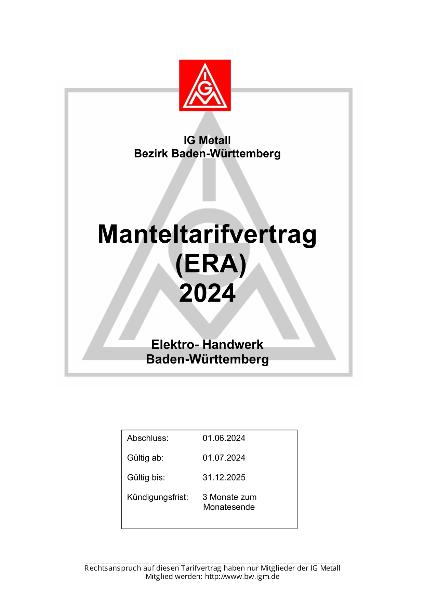 Elektro-Handwerk ERA: Manteltarifvertrag
