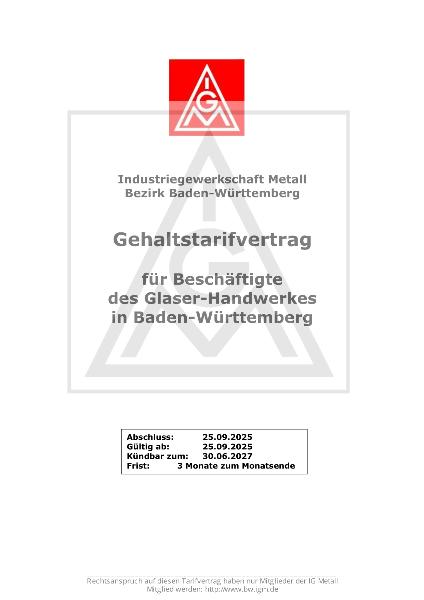 Glaser-Handwerk: Gehaltstarifvertrag