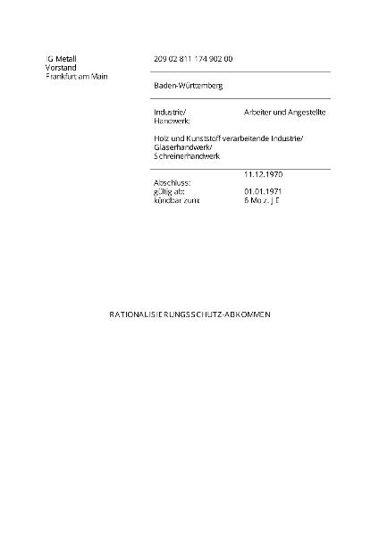 Holz- und Kunststoffindustrie: Rationalisierungsschutzabkommen