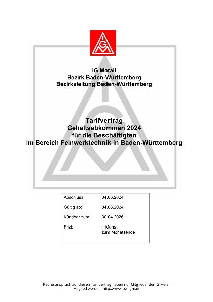 Feinwerktechnik-Handwerk: Gehaltsabkommen