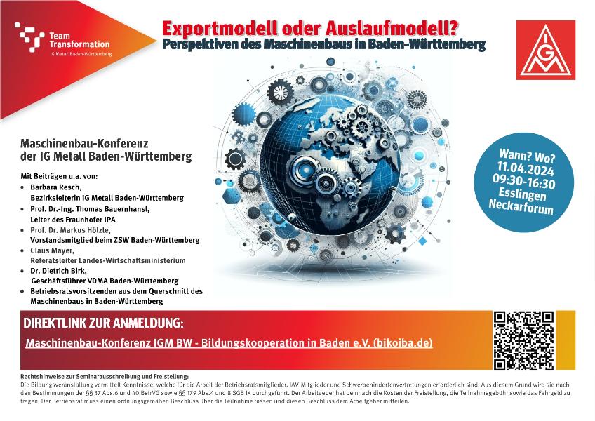 Maschinenbaukonferenz am 11. April 2024